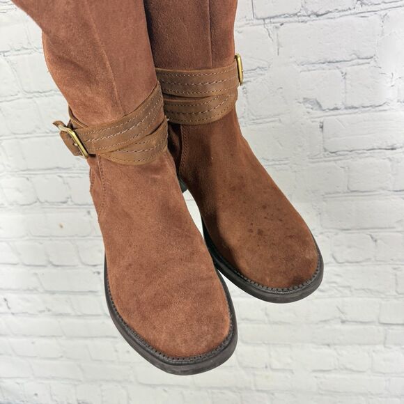 Claks Collection Riding Boots Women Size 6 Brown Suede Leather Buckle Campus - Picture 7 of 16